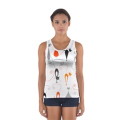 Cartoon Cat Seamless Pattern Graphic Sport Tank Top 