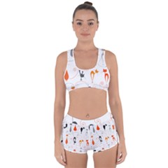 Cartoon Cat Seamless Pattern Graphic Racerback Boyleg Bikini Set by Jancukart