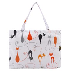 Cartoon Cat Seamless Pattern Graphic Zipper Medium Tote Bag