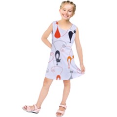 Cartoon Cat Seamless Pattern Graphic Kids  Tunic Dress