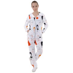 Cartoon Cat Seamless Pattern Graphic Women s Tracksuit