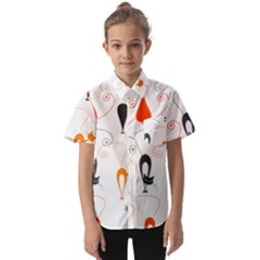 Cartoon Cat Seamless Pattern Graphic Kids  Short Sleeve Shirt