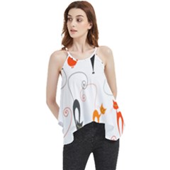 Cartoon Cat Seamless Pattern Graphic Flowy Camisole Tank Top