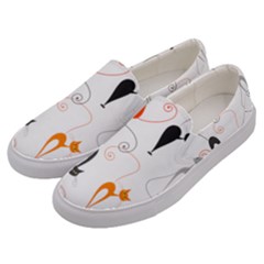 Cartoon Cat Seamless Pattern Graphic Men s Canvas Slip Ons