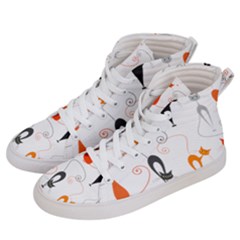 Cartoon Cat Seamless Pattern Graphic Women s Hi-top Skate Sneakers