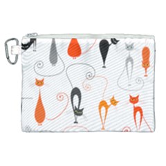 Cartoon Cat Seamless Pattern Graphic Canvas Cosmetic Bag (xl)