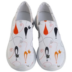 Cartoon Cat Seamless Pattern Graphic Women s Lightweight Slip Ons