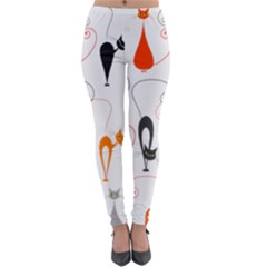 Cartoon Cat Seamless Pattern Graphic Lightweight Velour Leggings