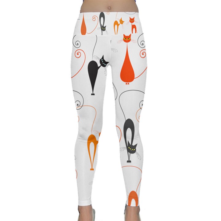 Cartoon Cat Seamless Pattern Graphic Lightweight Velour Classic Yoga Leggings