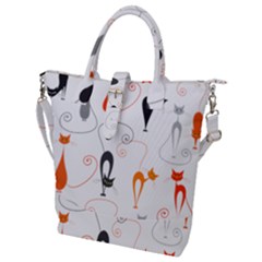 Cartoon Cat Seamless Pattern Graphic Buckle Top Tote Bag