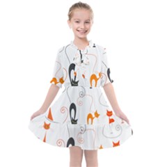 Cartoon Cat Seamless Pattern Graphic Kids  All Frills Chiffon Dress by Jancukart