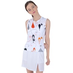 Cartoon Cat Seamless Pattern Graphic Women s Sleeveless Sports Top