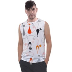 Cartoon Cat Seamless Pattern Graphic Men s Regular Tank Top