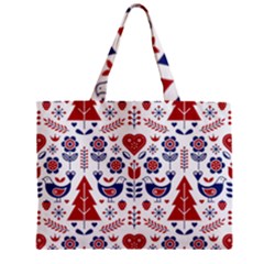 Scandinavian Folk Seamless Pattern Zipper Mini Tote Bag