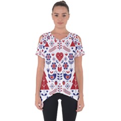 Scandinavian Folk Seamless Pattern Cut Out Side Drop Tee