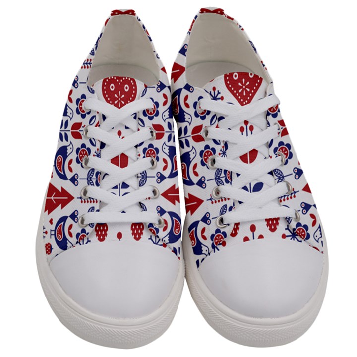 Scandinavian Folk Seamless Pattern Men s Low Top Canvas Sneakers