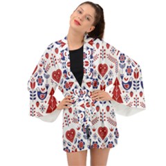 Scandinavian Folk Seamless Pattern Long Sleeve Kimono