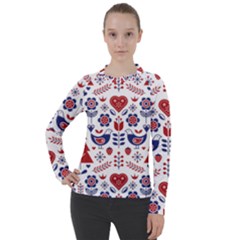 Scandinavian Folk Seamless Pattern Women s Pique Long Sleeve Tee