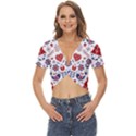 Scandinavian Folk Seamless Pattern Twist Front Crop Top View1