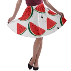 Watermelon Seamless Pattern A-line Skater Skirt