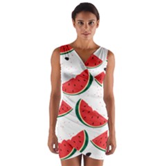 Watermelon Seamless Pattern Wrap Front Bodycon Dress