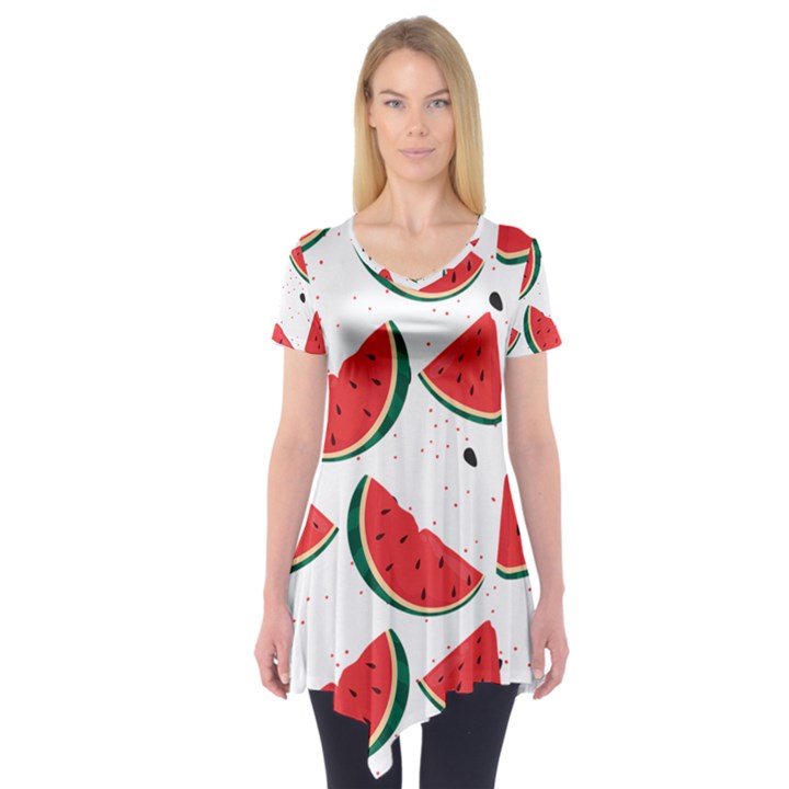 Watermelon Seamless Pattern Short Sleeve Tunic 