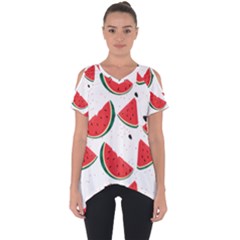 Watermelon Seamless Pattern Cut Out Side Drop Tee