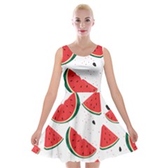 Watermelon Seamless Pattern Velvet Skater Dress