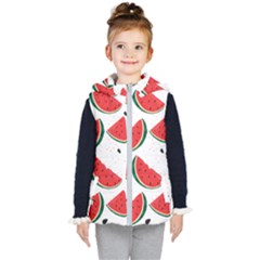 Watermelon Seamless Pattern Kids  Hooded Puffer Vest