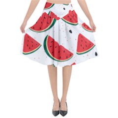 Watermelon Seamless Pattern Flared Midi Skirt