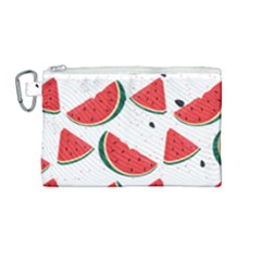 Watermelon Seamless Pattern Canvas Cosmetic Bag (medium)