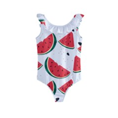 Watermelon Seamless Pattern Kids  Frill Swimsuit