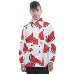 Watermelon Seamless Pattern Men s Front Pocket Pullover Windbreaker