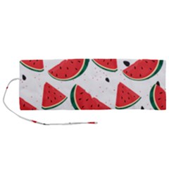 Watermelon Seamless Pattern Roll Up Canvas Pencil Holder (m)