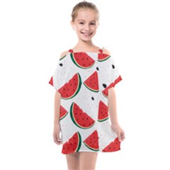 Watermelon Seamless Pattern Kids  One Piece Chiffon Dress by Jancukart