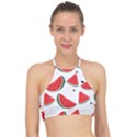 Watermelon Seamless Pattern Racer Front Bikini Top View1