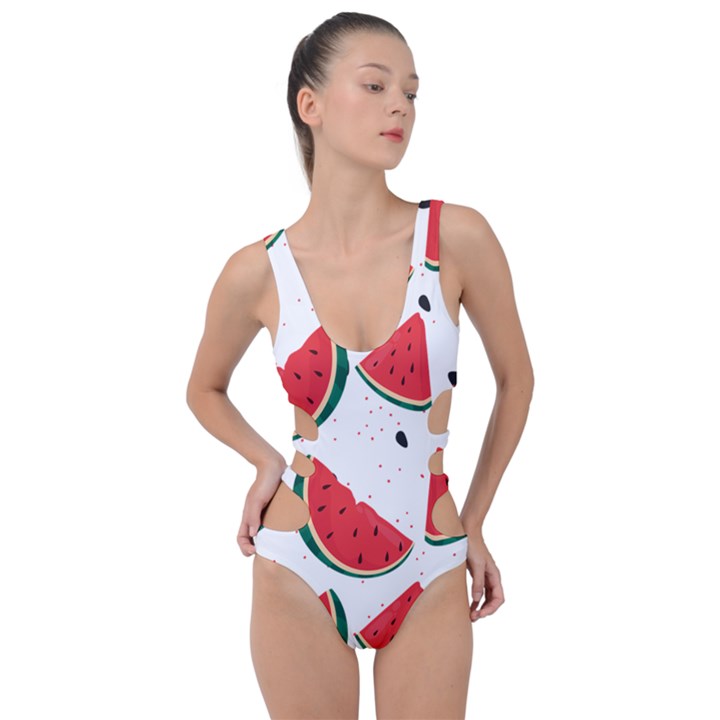 Watermelon Seamless Pattern Side Cut Out Swimsuit