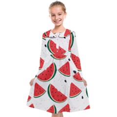 Watermelon Seamless Pattern Kids  Midi Sailor Dress