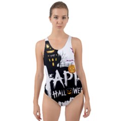 Happy Halloween Cut-out Back One Piece Swimsuit