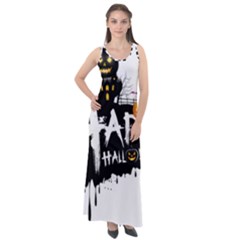 Happy Halloween Sleeveless Velour Maxi Dress by Jancukart