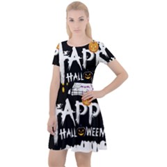 Happy Halloween Cap Sleeve Velour Dress  by Jancukart