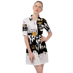 Happy Halloween Belted Shirt Dress