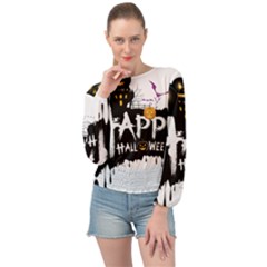 Happy Halloween Banded Bottom Chiffon Top