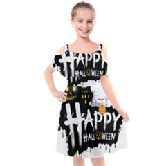 Happy Halloween Kids  Cut Out Shoulders Chiffon Dress