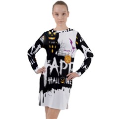 Happy Halloween Long Sleeve Hoodie Dress