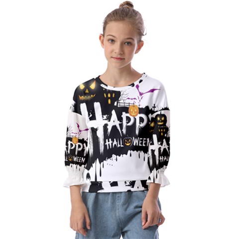 Happy Halloween Kids  Cuff Sleeve Top by Jancukart