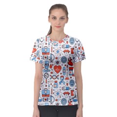 Medical Icons Square Seamless Pattern Women s Sport Mesh Tee