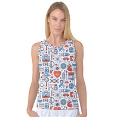 Medical Icons Square Seamless Pattern Women s Basketball Tank Top