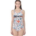 Medical Icons Square Seamless Pattern One Piece Swimsuit View1