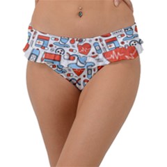 Medical Icons Square Seamless Pattern Frill Bikini Bottom